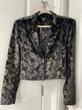 AFRM Metallic Black and Gold Cropped Blazer